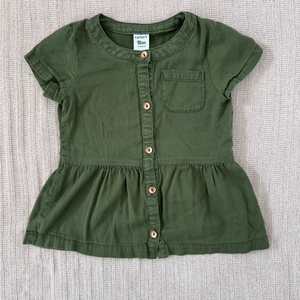 Carter's Green Button-Up Dress